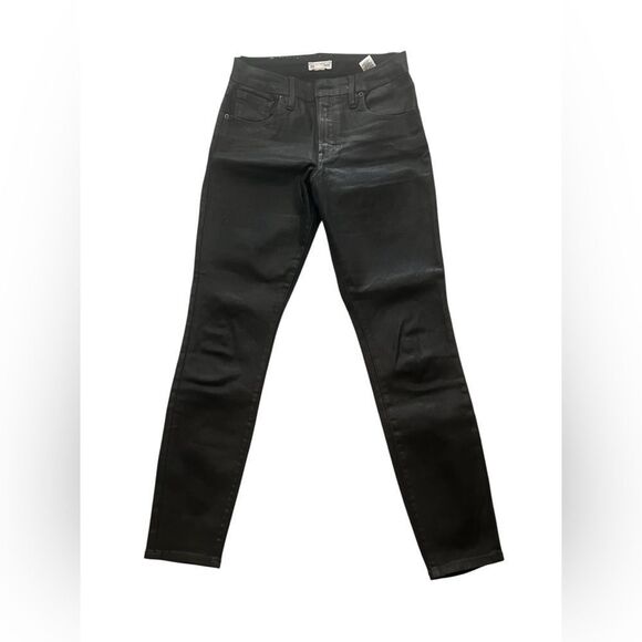 GOOD AMERICAN Good Classic' Black Coated Ankle Straight Leg Jeans - Picture 2 of 8